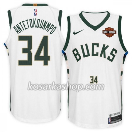 Dres Milwaukee Bucks Giannis Antetokounm 34 II Nike 2017-18 Bijela Swingman
